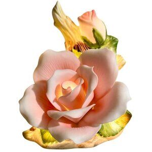 Floral Illuminations Ceramic Pink Rose Nite lite / Rose Bud / Night Light / VTG.